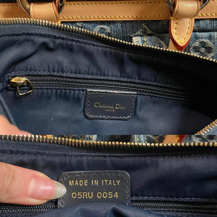 Dior vintage blue & gold shoulder saddle bag