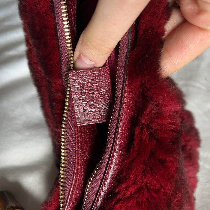 Gucci vintage fur bamboo handbag