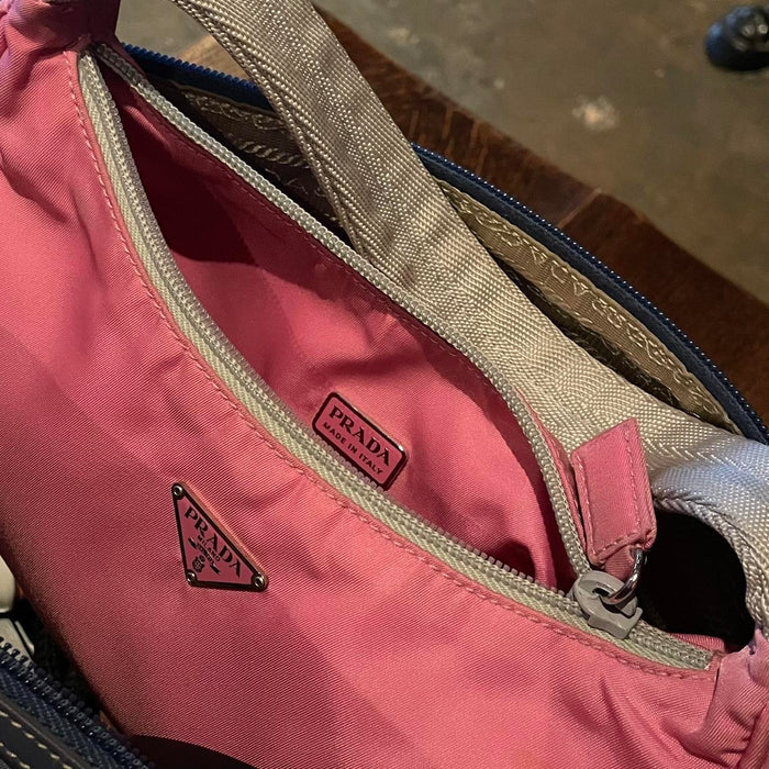 Prada pink & grey tessuto re-edition shoulder bag