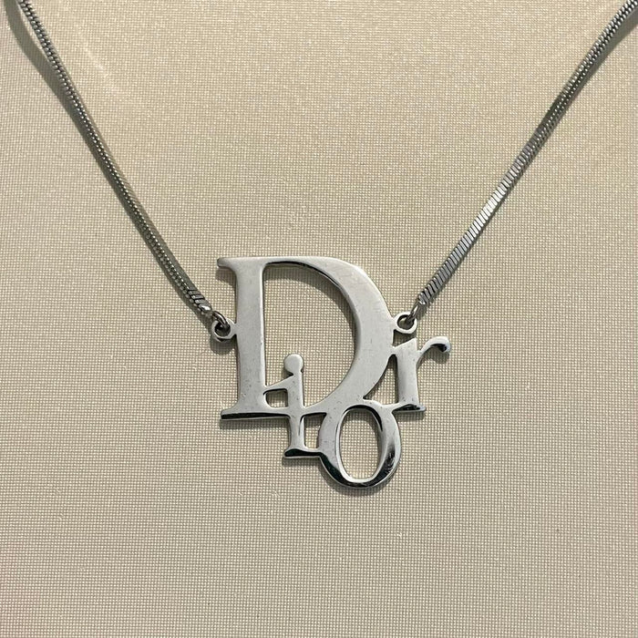 Christian Dior silver logo choker necklace
