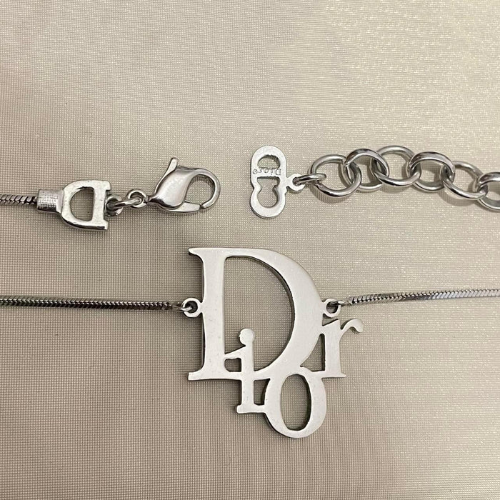 Christian Dior silver logo choker necklace