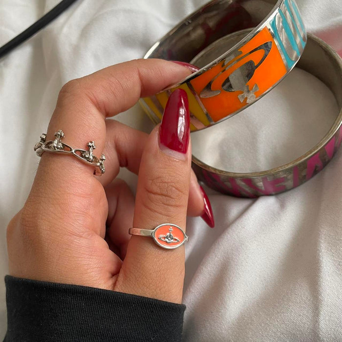 Vivienne Westwood silver peach orb signet ring