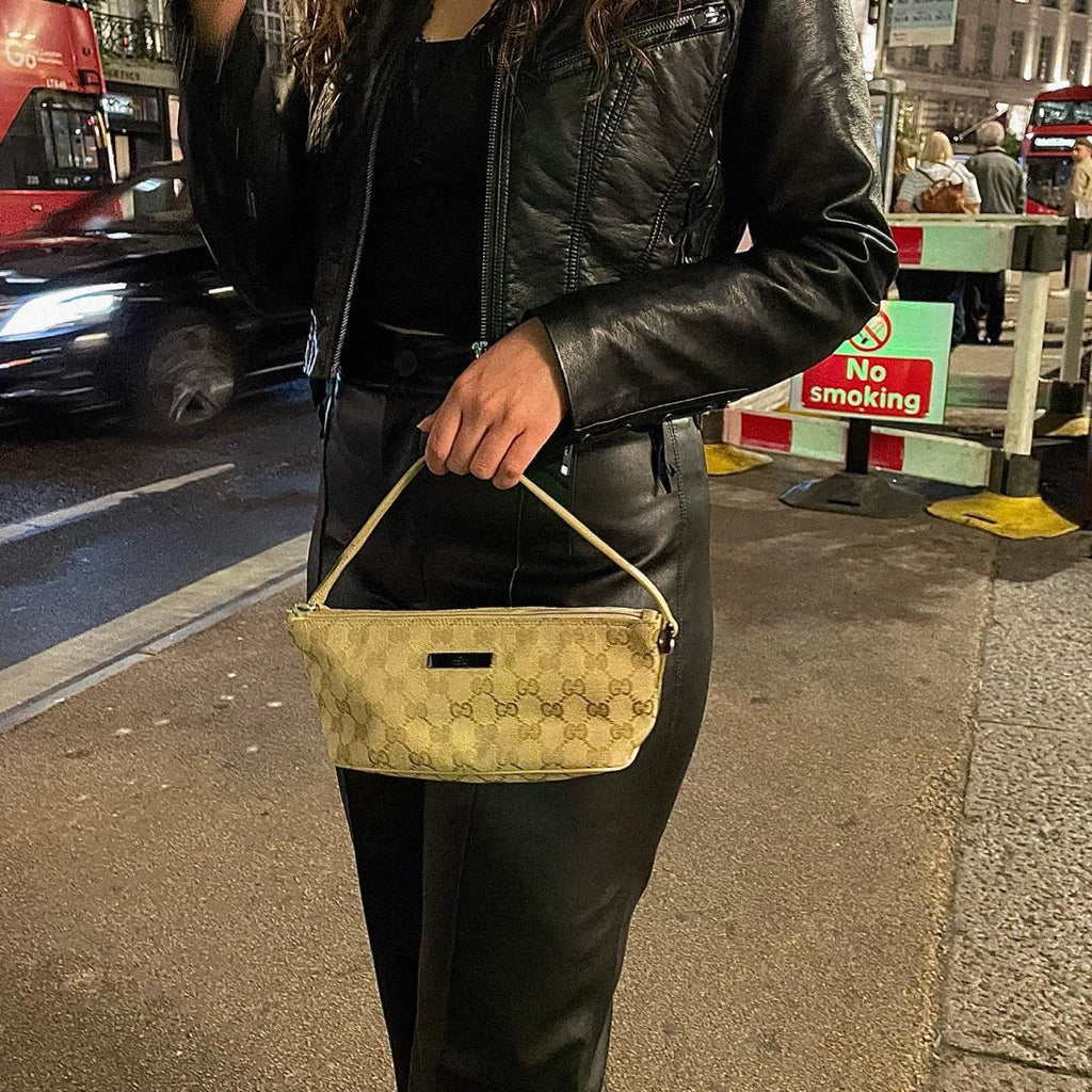 Gucci Beige GG Canvas Pochette Bag