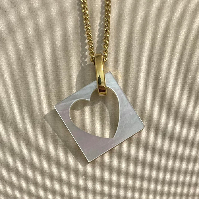 Dior gold & white pearl heart necklace