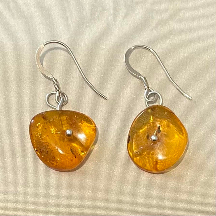 Handmade amber stone earrings