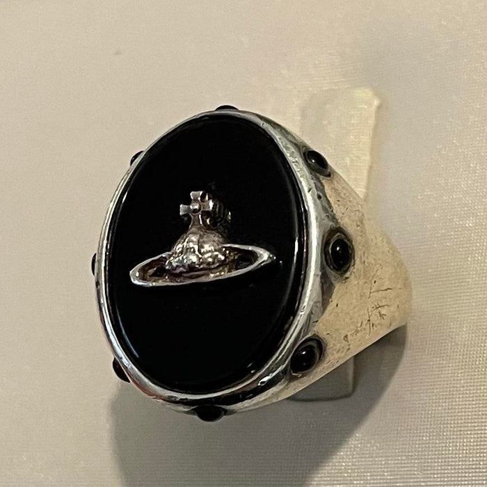 Vivienne Westwood sterling silver black signet ring