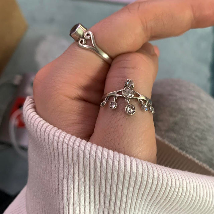 Vivienne Westwood silver crystal drop ring
