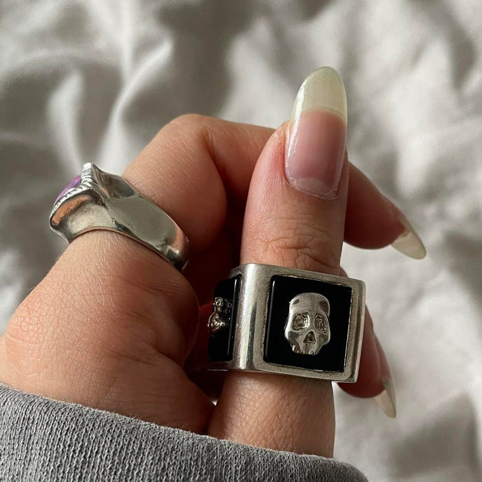 Vivienne Westwood sterling silver black square ring
