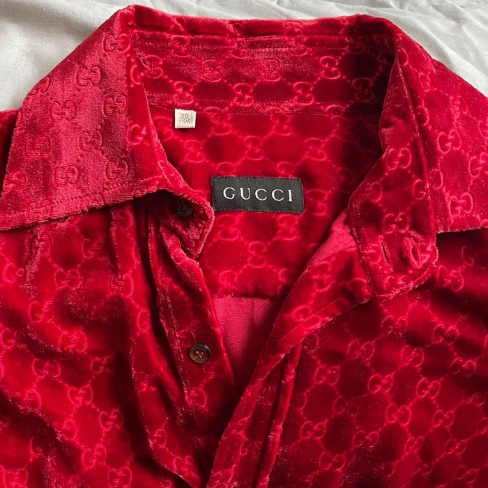 Gucci Tom Ford red velvet monogram shirt