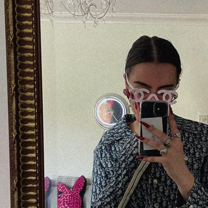 Chanel vintage white logo sunglasses