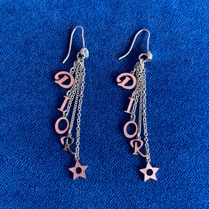 Dior vintage spellout drop earrings