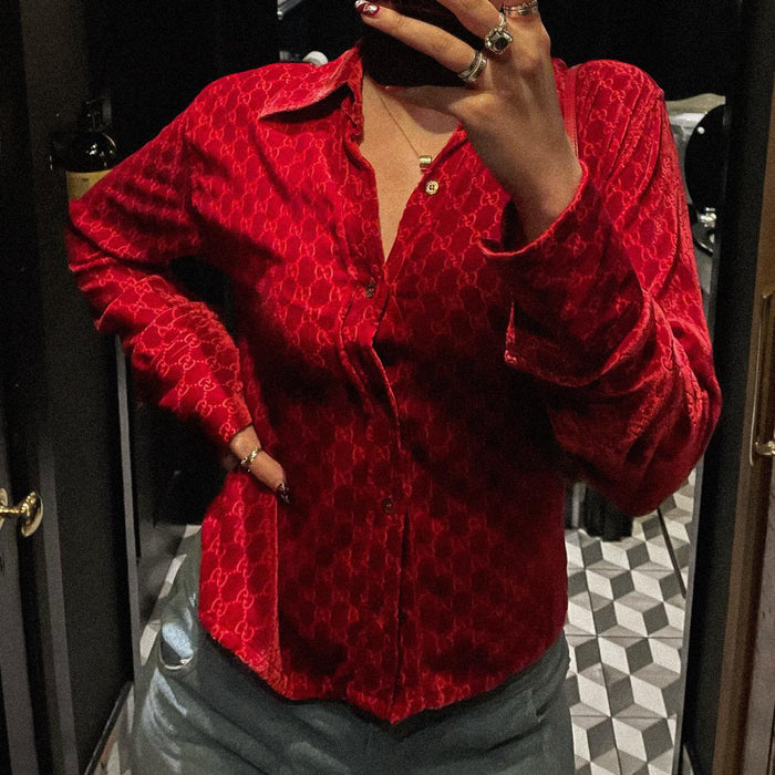 Gucci Tom Ford red velvet monogram shirt– KOSHARCHIVE