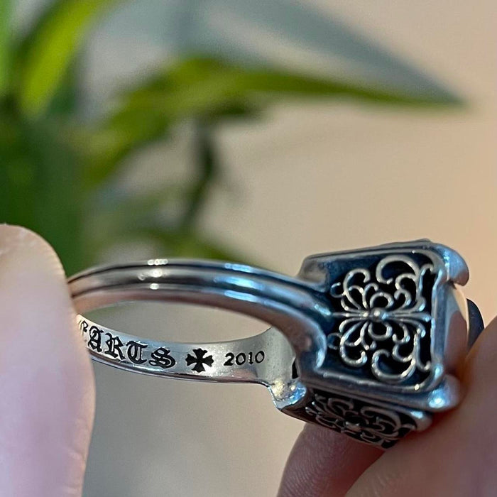 Chrome Hearts silver cross cocktail ring